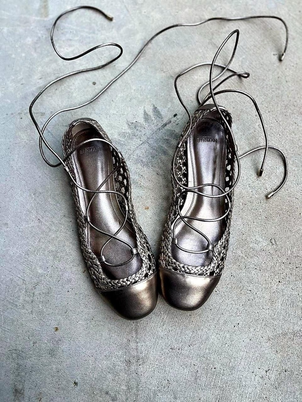 Alexandre Birman Woven Leather Lace-Up Ballerina - nobody wears basic flats